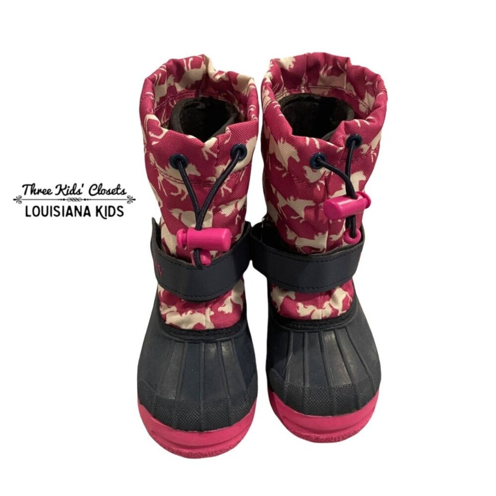 Hatley Sz 7 Pink Horse Print Snow Boots